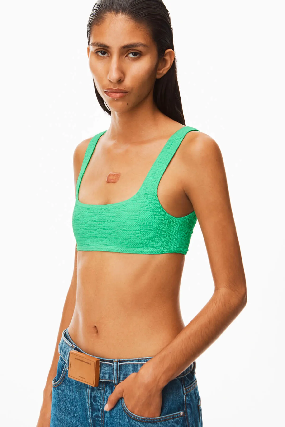 alexanderwang.t Textured Jacquard Bikini Top - Mint Julep