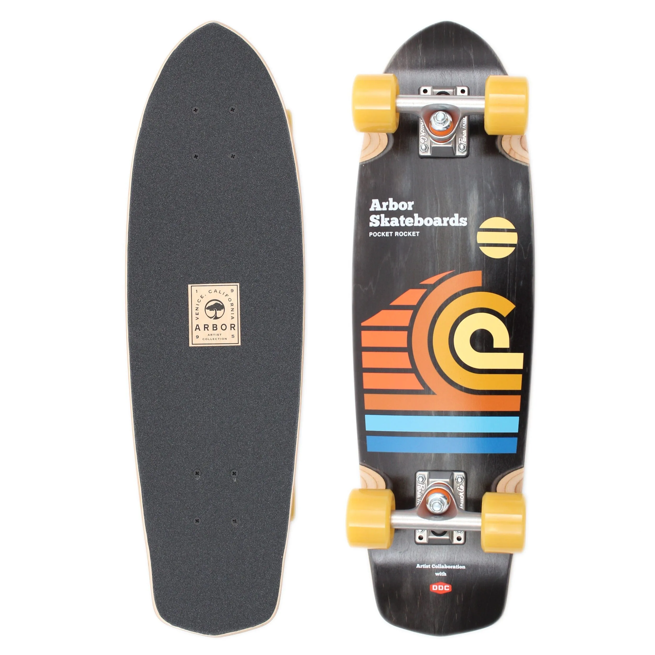 Arbor 27 Artist Draplin Pocket Rocket Complete Skateboard Cruiser