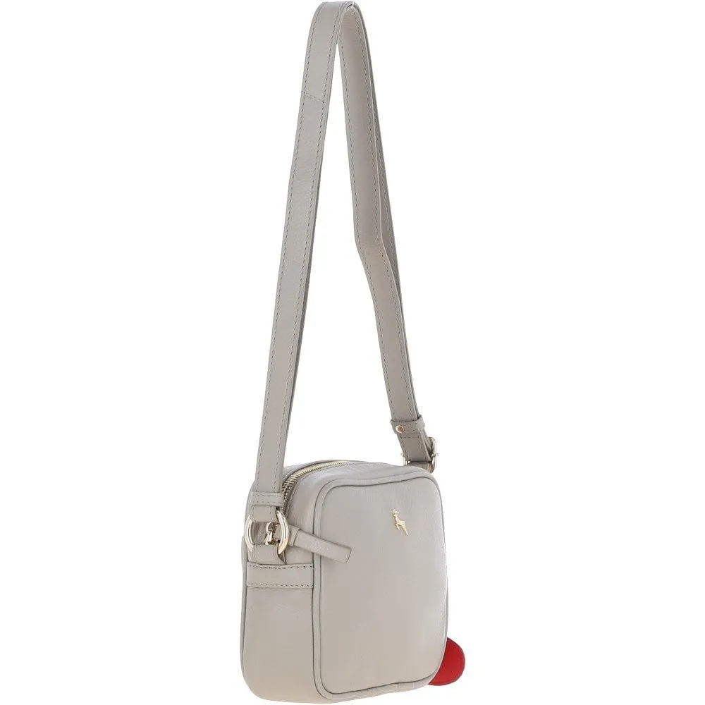 Ashwood Zip Top Leather Cross Body Bag Taupe: 63594