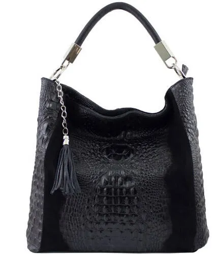 Black cowhide leather bag mila