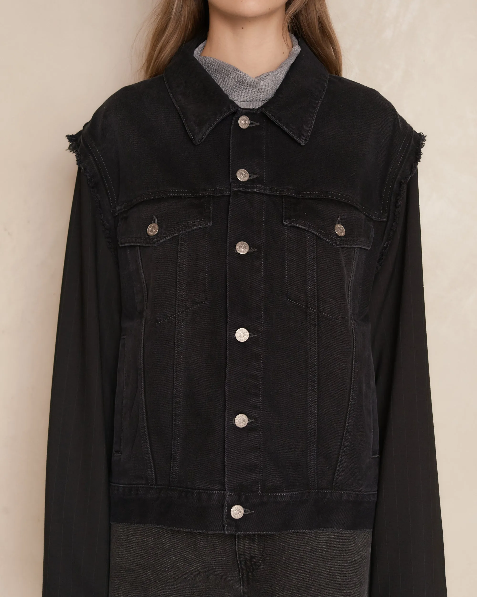 Black Frayed Denim Jacket