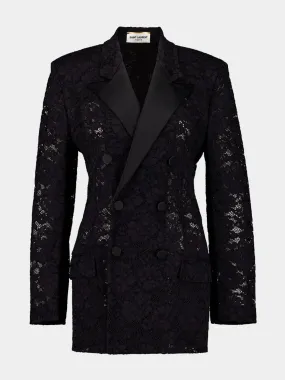 Black Lace Double-Breasted Jacket