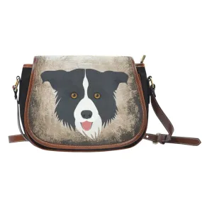 Border Collie Leather Trim Cross Body Bag