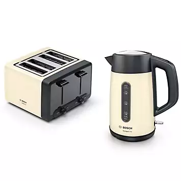 Bosch DesignLine Plus Kettle & 4 Slice Toaster Set - Cream | Kaleidoscope