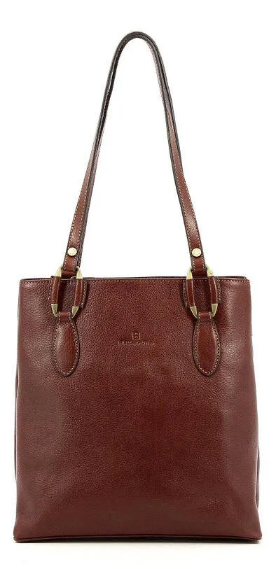 Brown leather cowhide transformable bag 114952