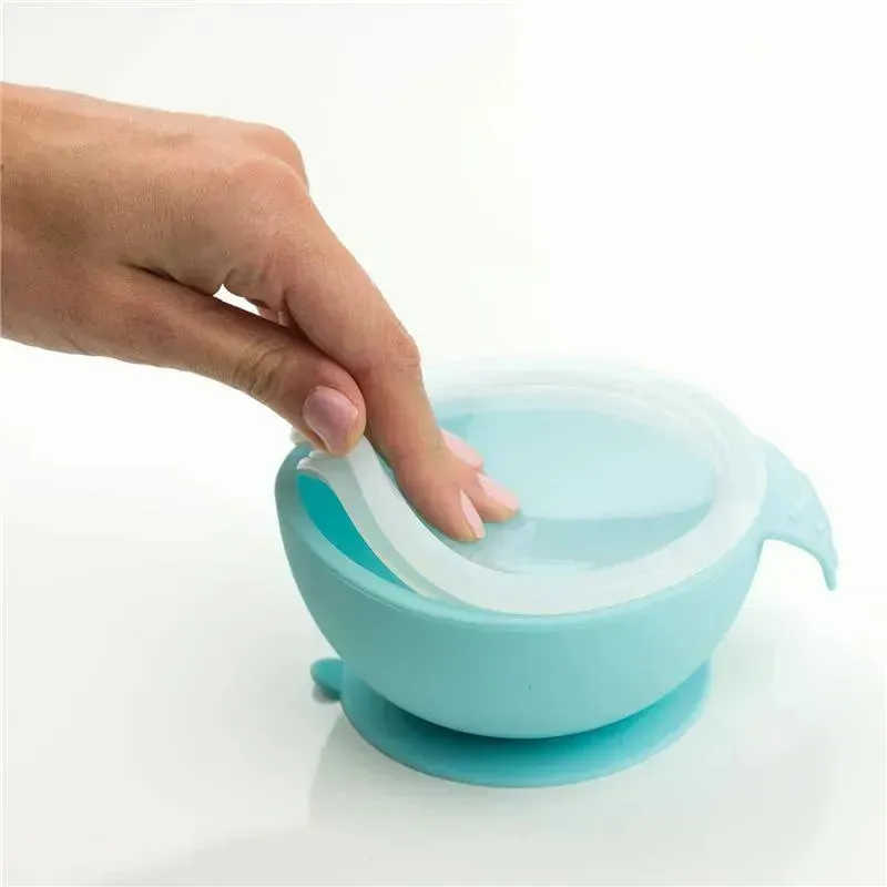 Bumkins - Silicone First Feeding Set with Lid & Spoon, Blue Os