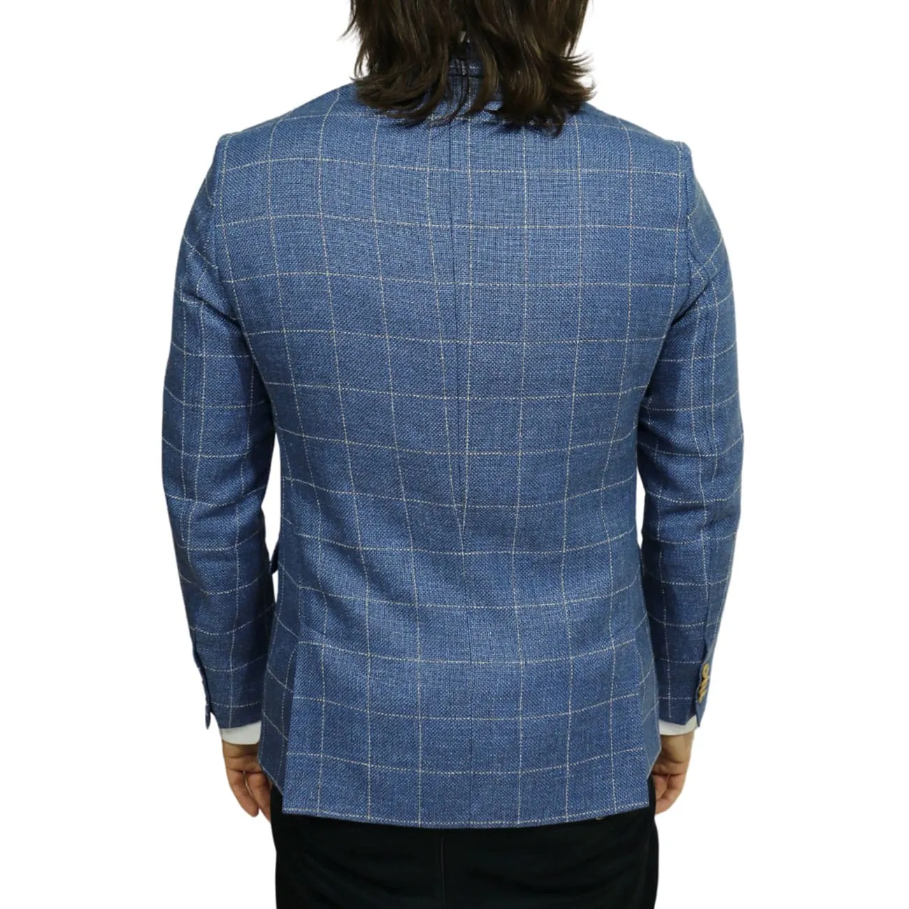 CARL GROSS BLUE /WHITE WINDOWPANE CHECK JACKET | Menswear Online