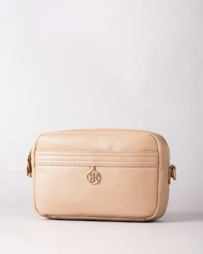 Cartmel Boxy Leather Cross Body Bag in Taupe