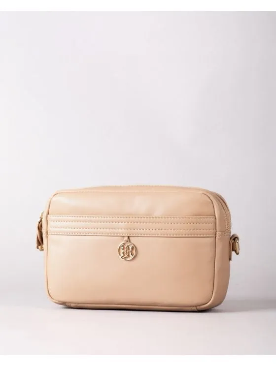 Cartmel Boxy Leather Cross Body Bag in Taupe