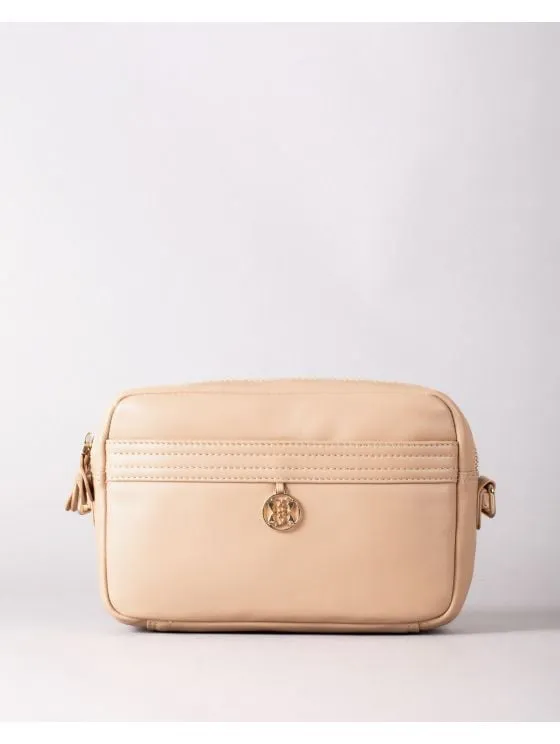 Cartmel Boxy Leather Cross Body Bag in Taupe