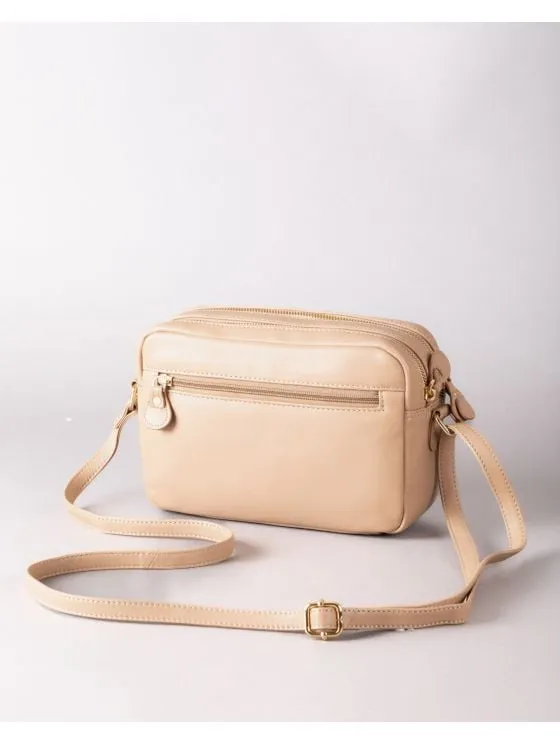 Cartmel Boxy Leather Cross Body Bag in Taupe