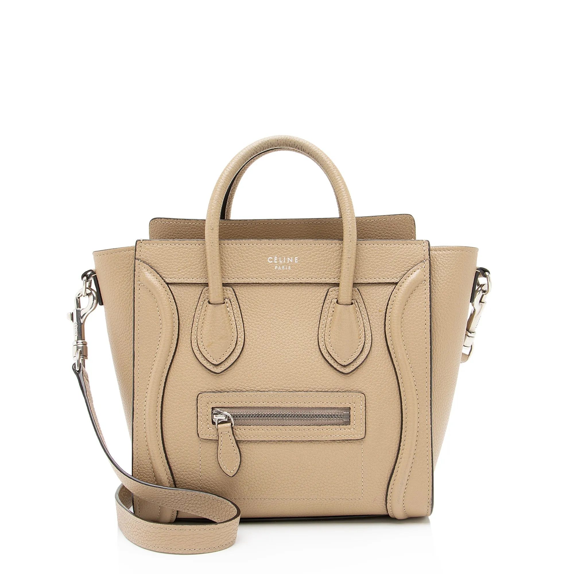 Celine Drummed Calfskin Nano Luggage Tote (SHF-23501)