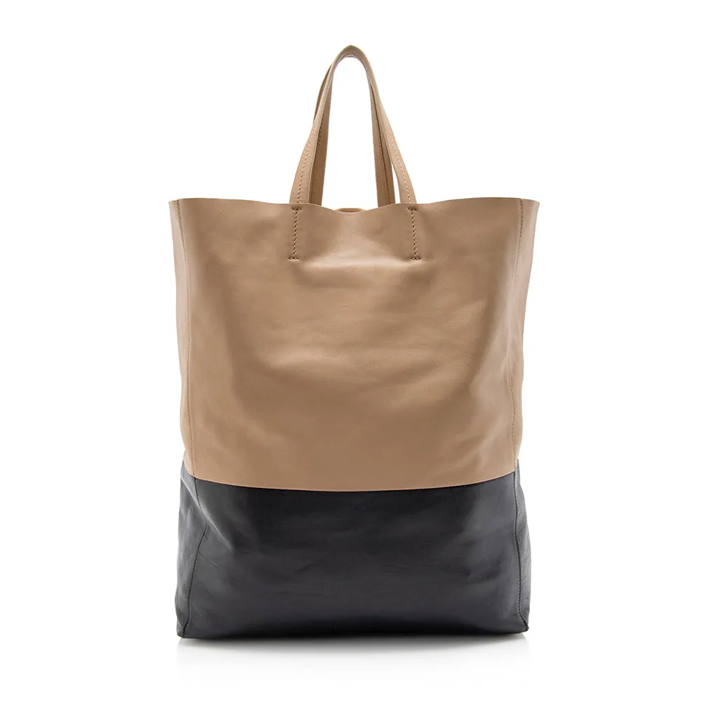 Celine Lambskin Bicolor Cabas Vertical Tote (SHF-15170)