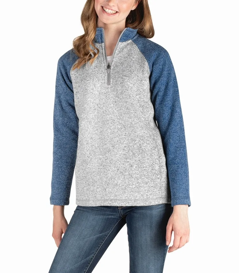 Charles River Women's Quarter Zip Color Blocked Heathered Fleece Pullover #5014