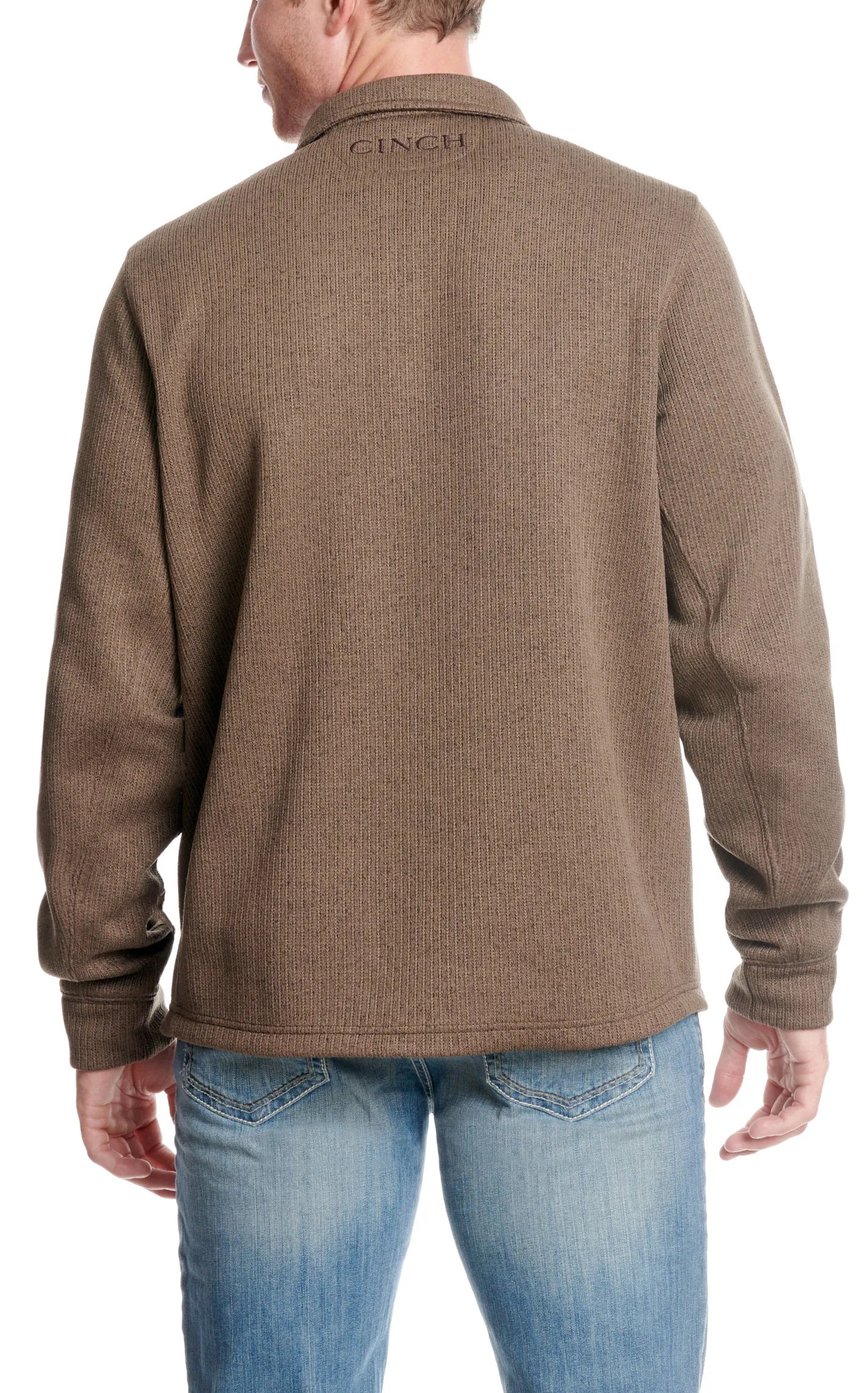 Cinch Men's Bark Brown Ribbed 1/4 Zip Pullover