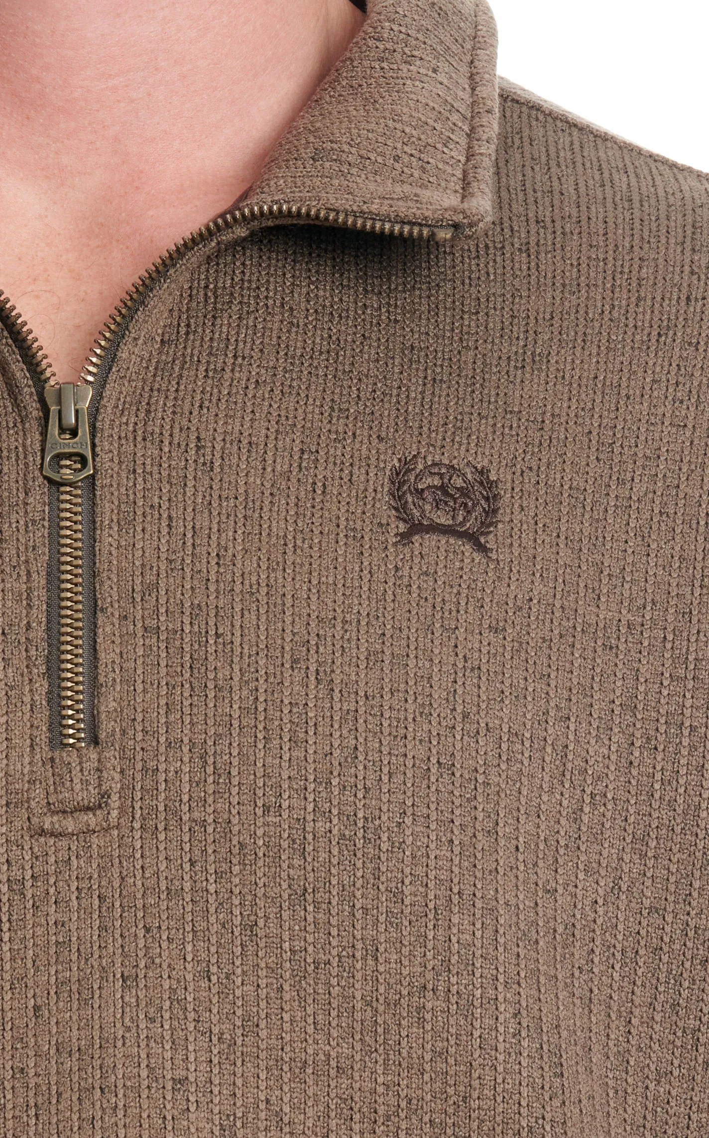 Cinch Men's Bark Brown Ribbed 1/4 Zip Pullover