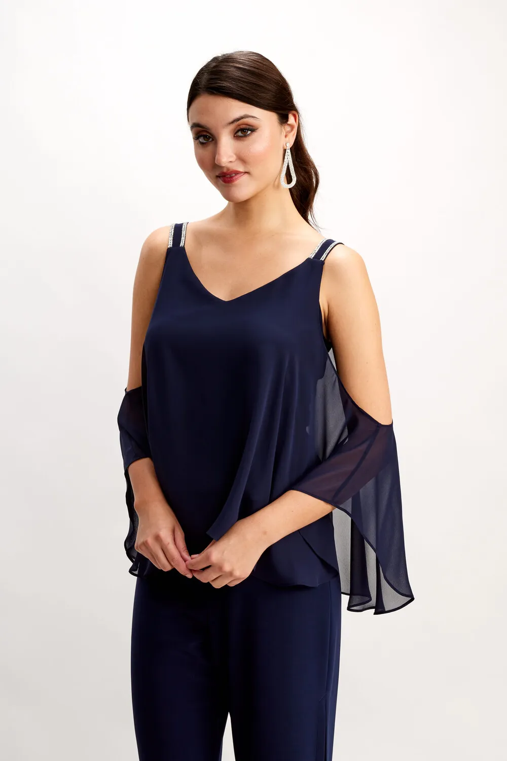 Cold-shoulder V-neck Pullover Style 248004