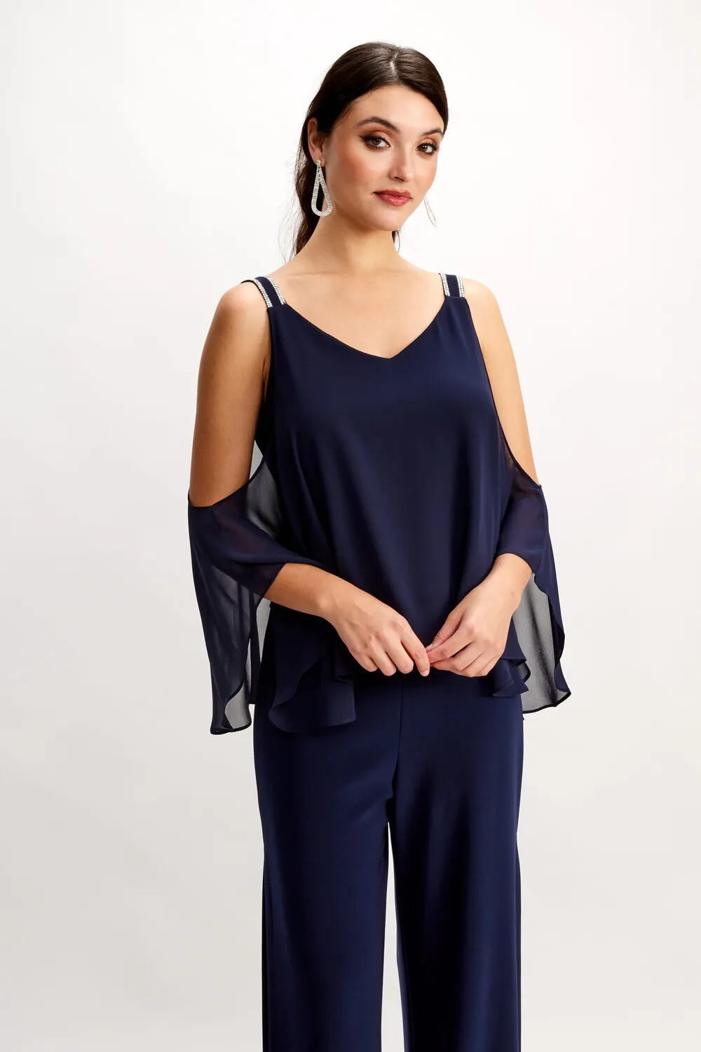 Cold-shoulder V-neck Pullover Style 248004