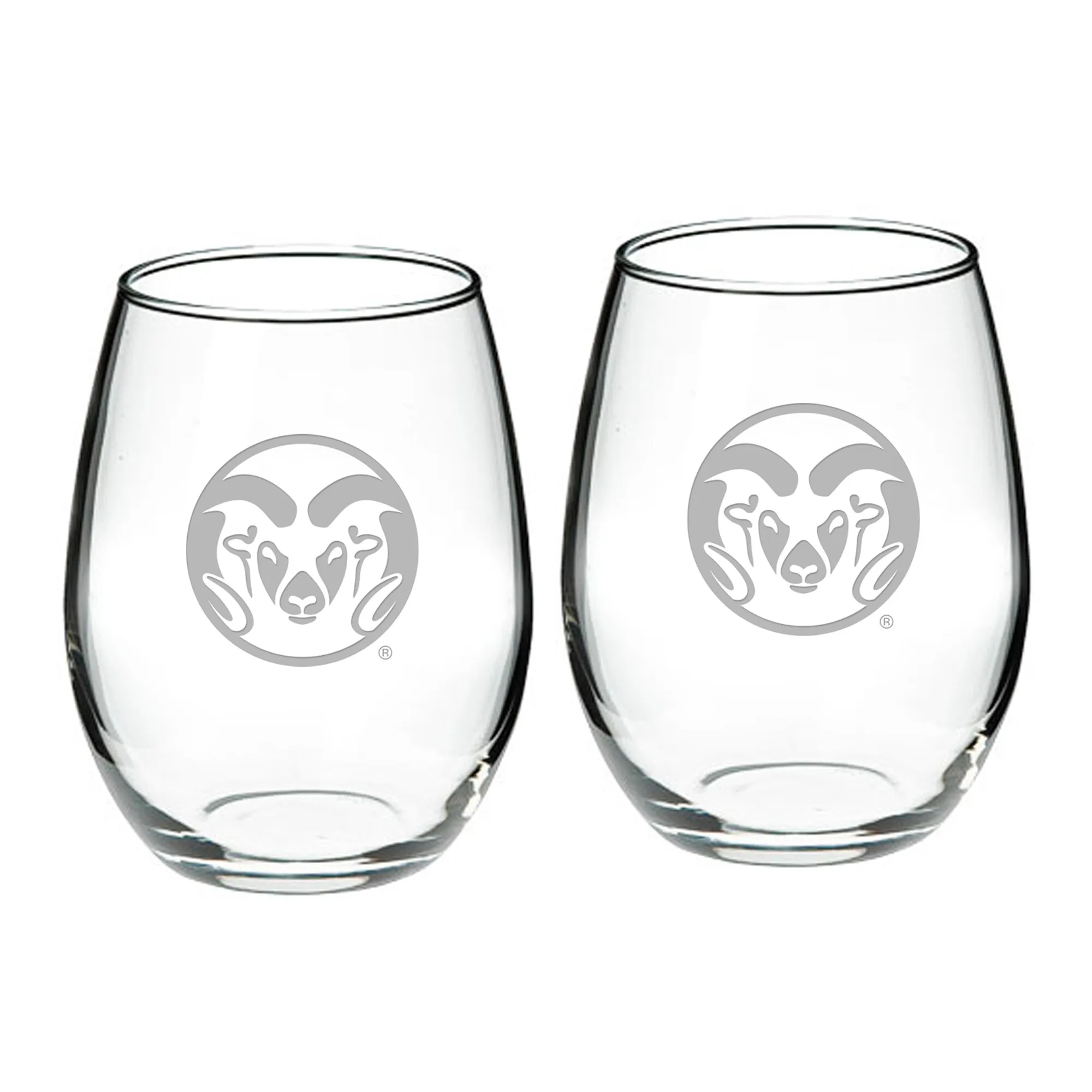 Colorado State Rams 2-Piece 21oz. Stemless Wine Glass Set