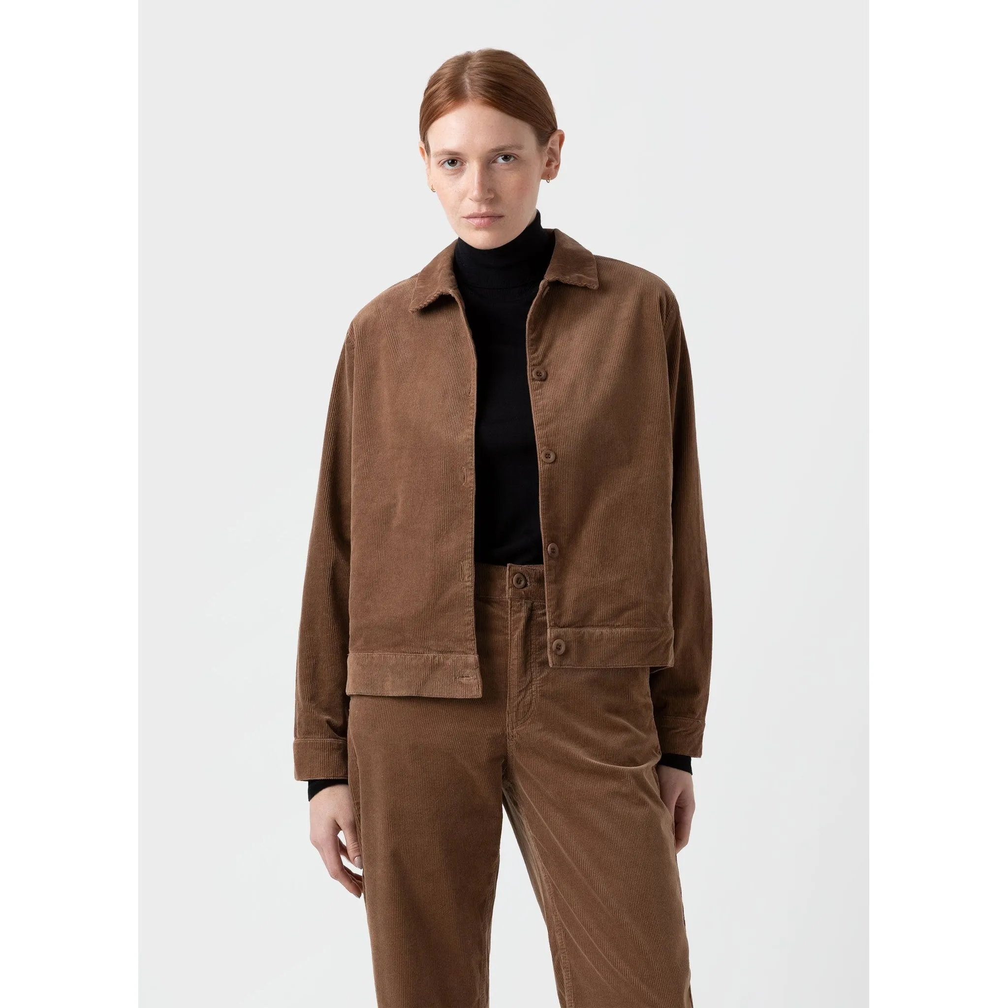 Corduroy Boxy Jacket | Women | Dark Camel