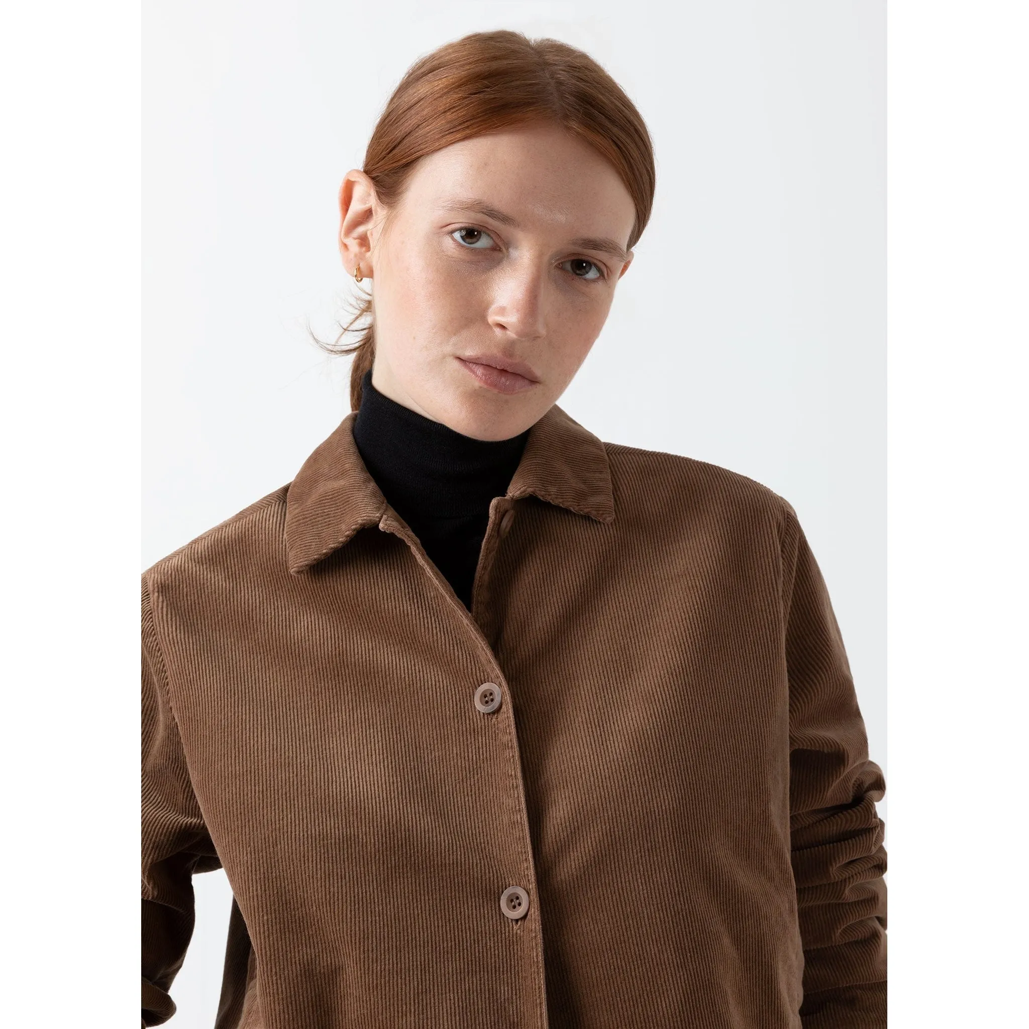 Corduroy Boxy Jacket | Women | Dark Camel