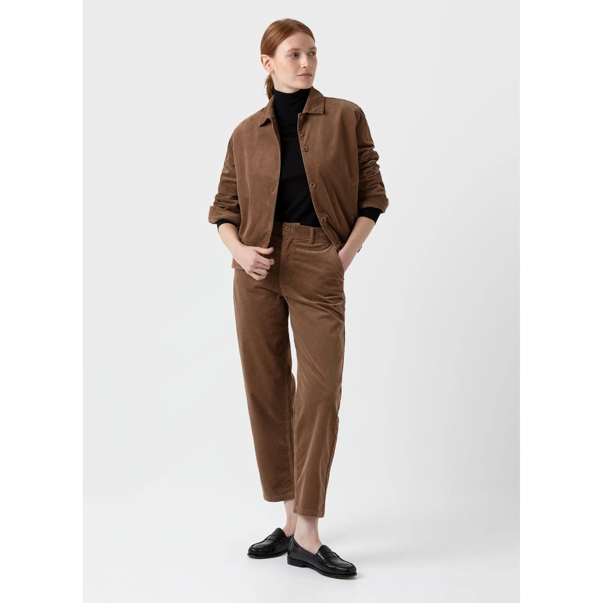 Corduroy Boxy Jacket | Women | Dark Camel