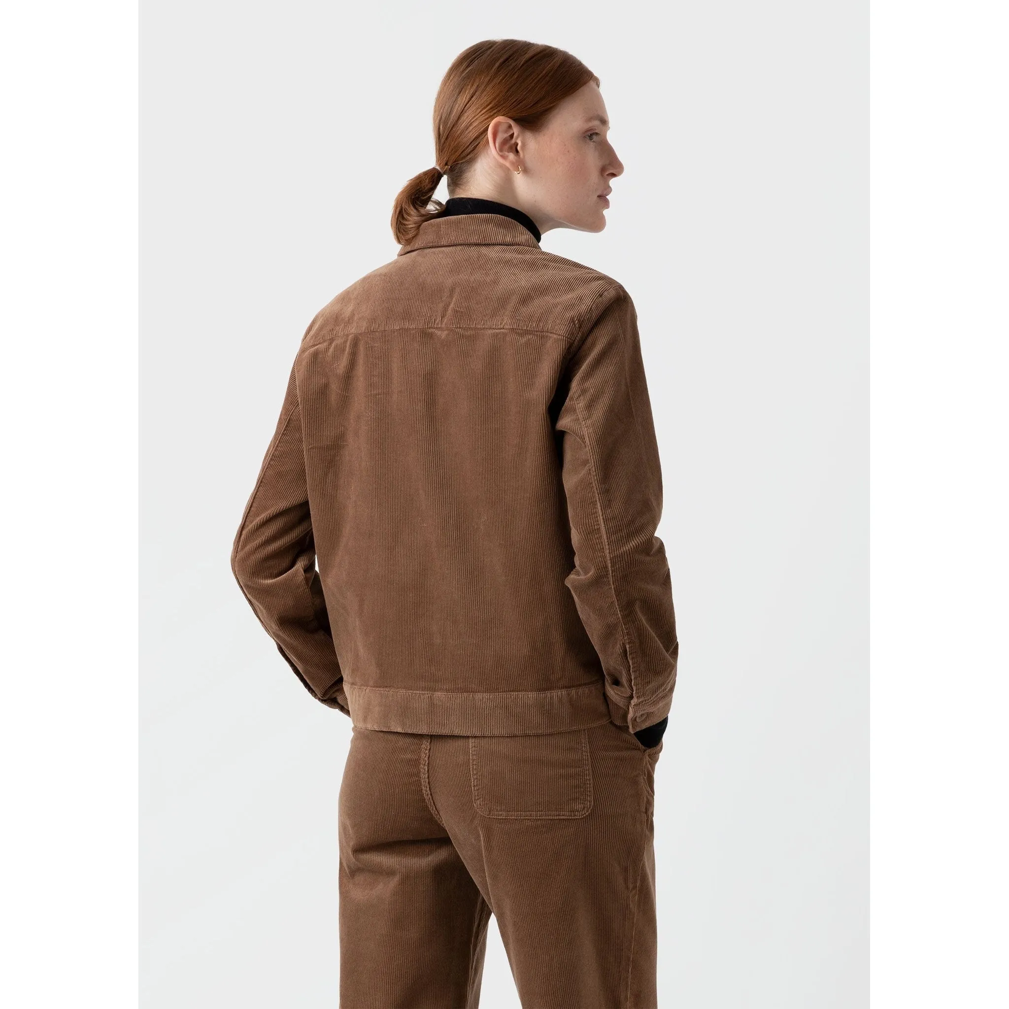 Corduroy Boxy Jacket | Women | Dark Camel