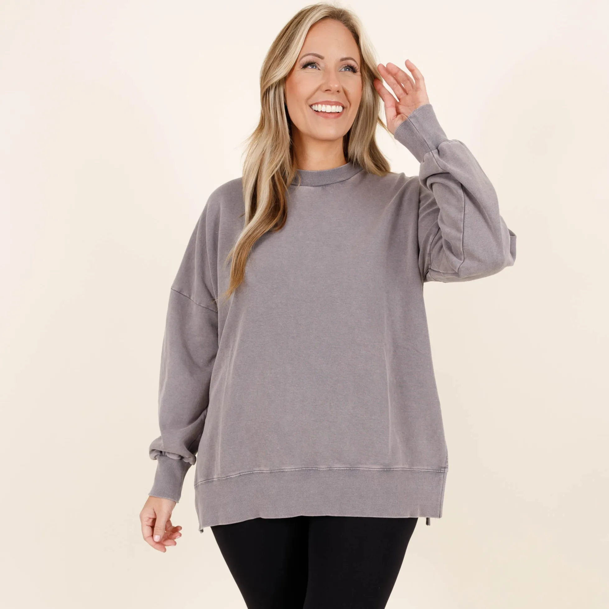 Cozy Crewneck Pullover, Gray