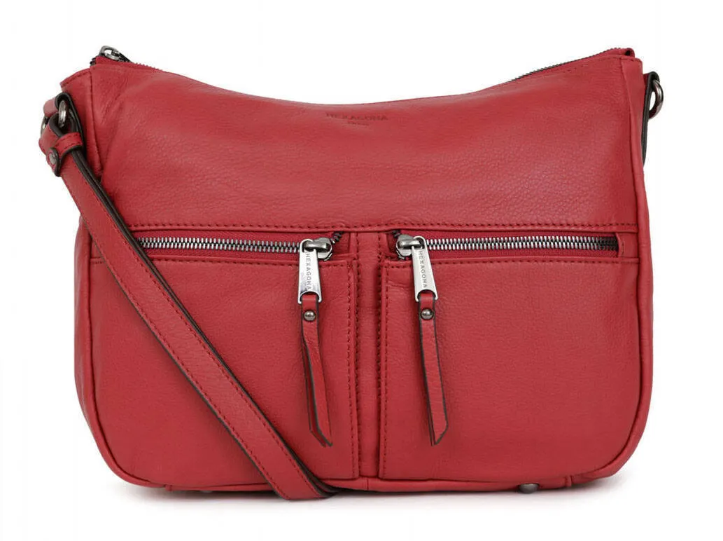 Cross body bag in carmine calfskin 415368