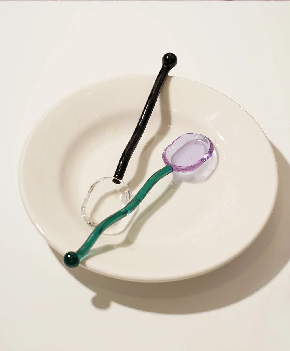 Deco Glass Spoon Set: Lilac & Green