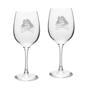 ECU Pirates 2-Piece 16oz. Traditional White Wine Glass Set