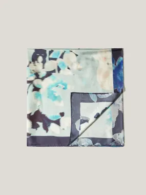 Floral Drift Silk Twill Scarf | Blue