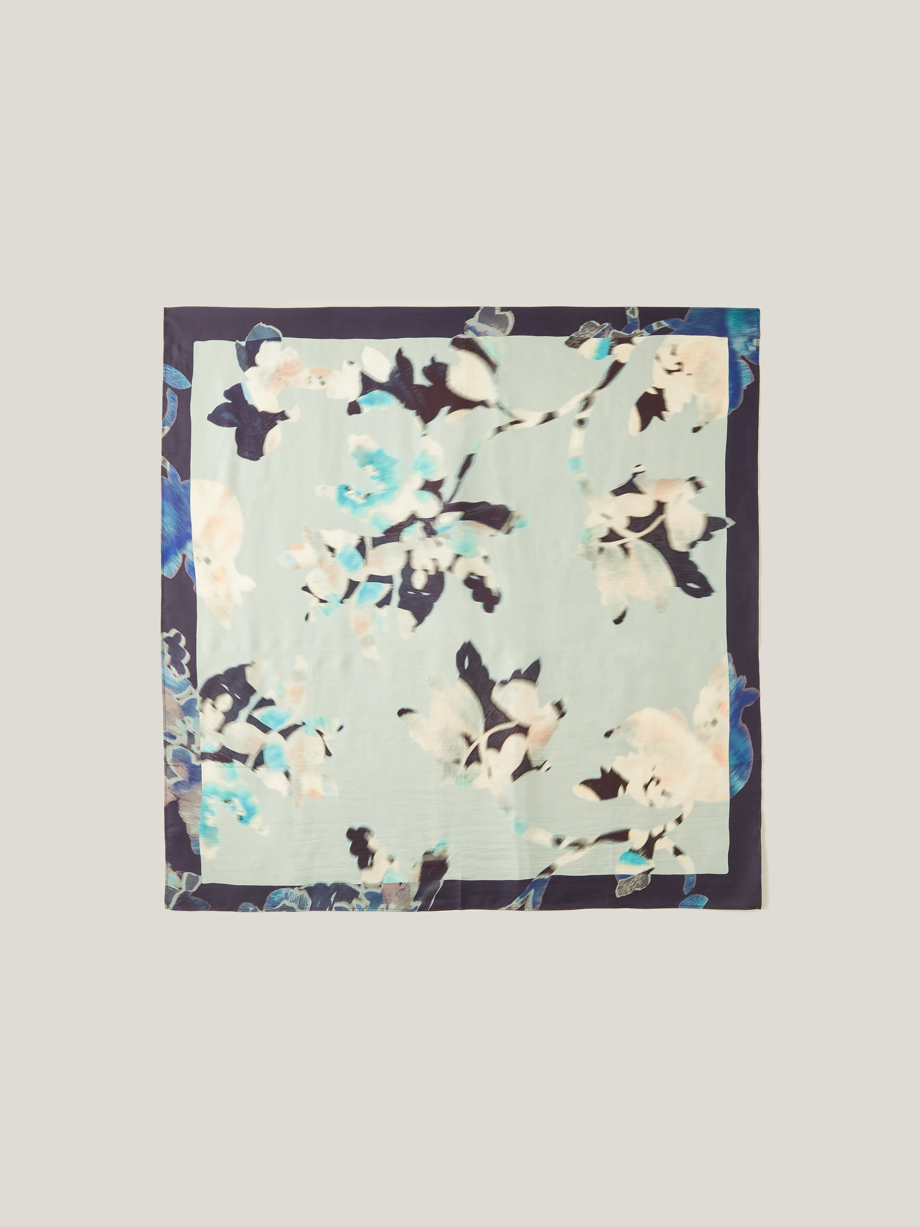 Floral Drift Silk Twill Scarf | Blue