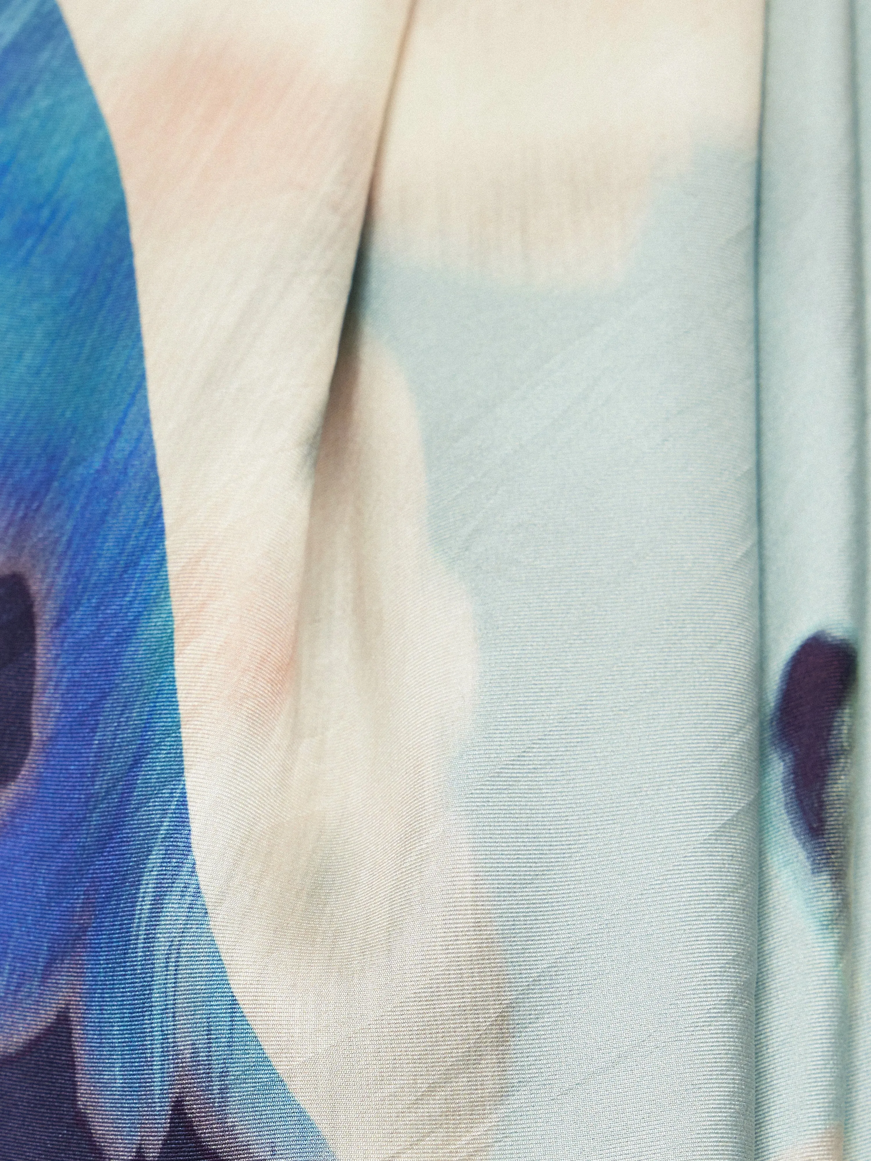 Floral Drift Silk Twill Scarf | Blue