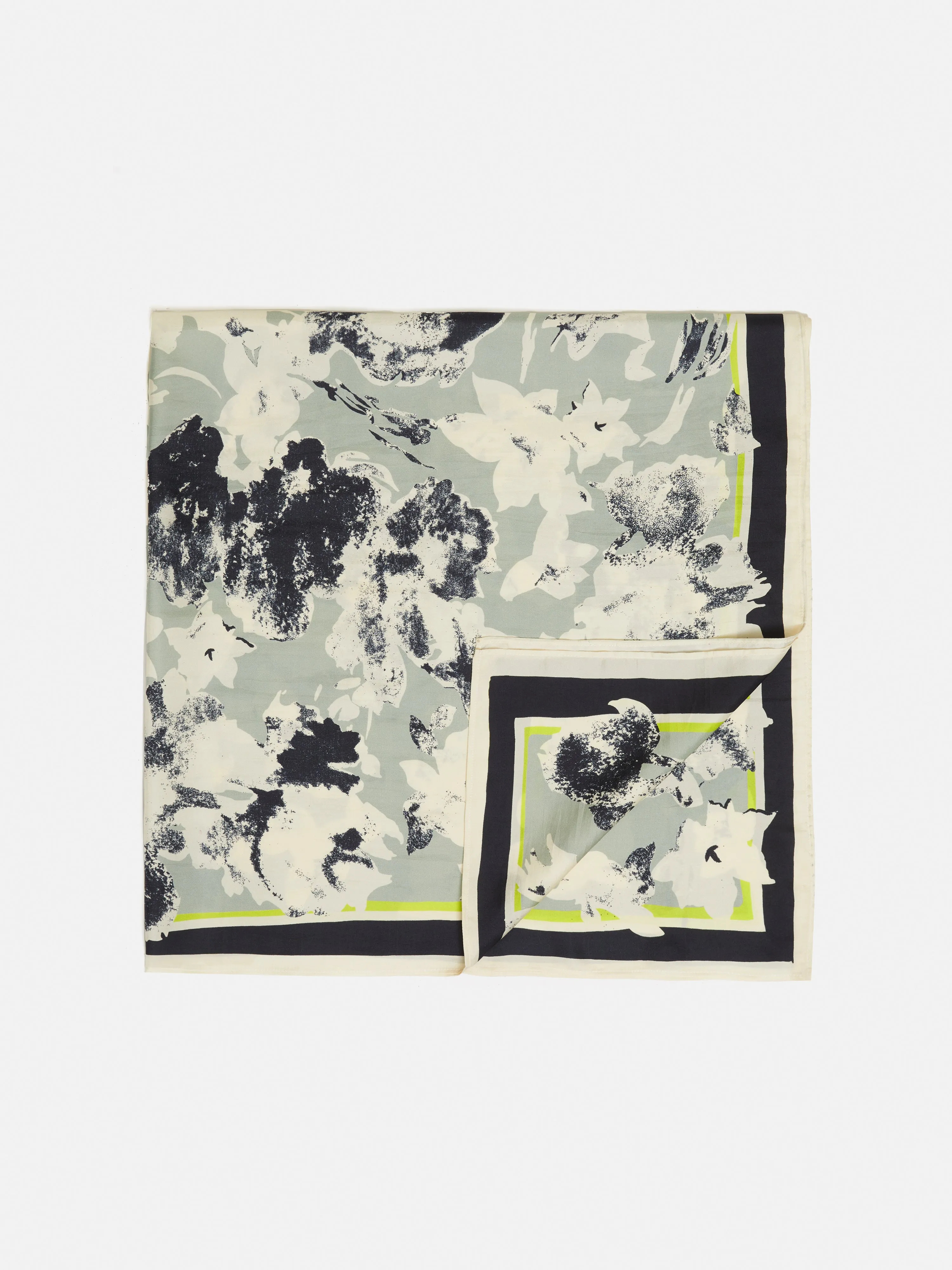 Floral Echo Silk Twill Scarf | Grey