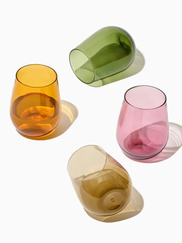 For Canal Reserve 16oz Stemless Wine Color Series Tritan Copolyester Glass Mixed Set