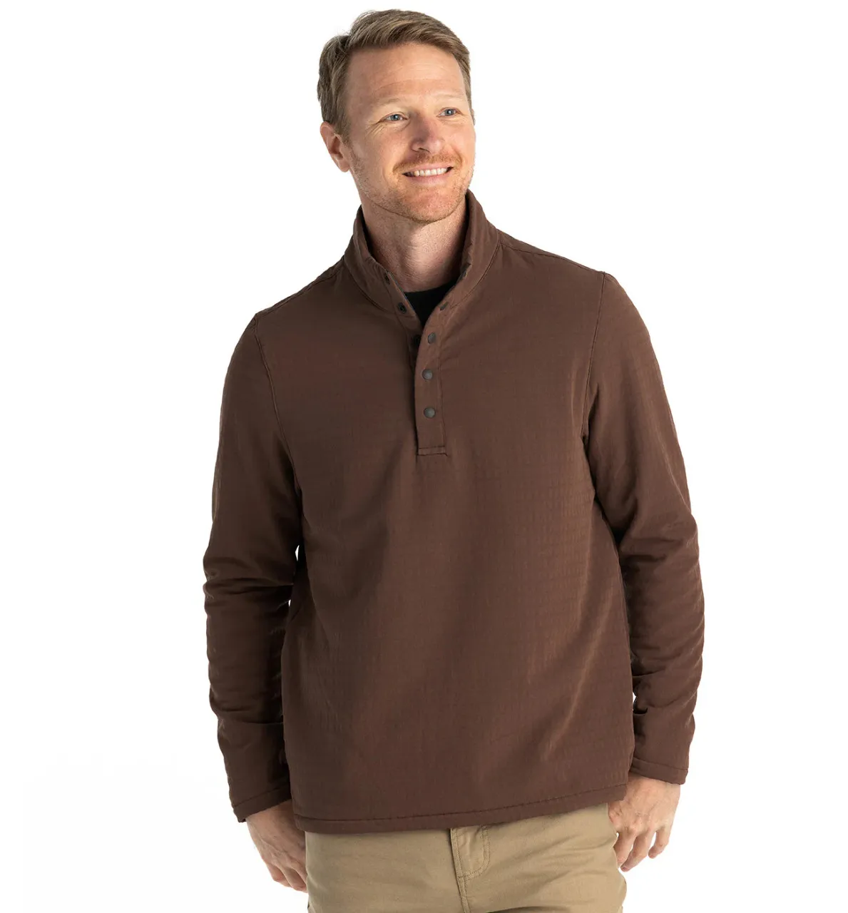 Free Fly Men's Gridback Fleece Snap Pullover: Mustang