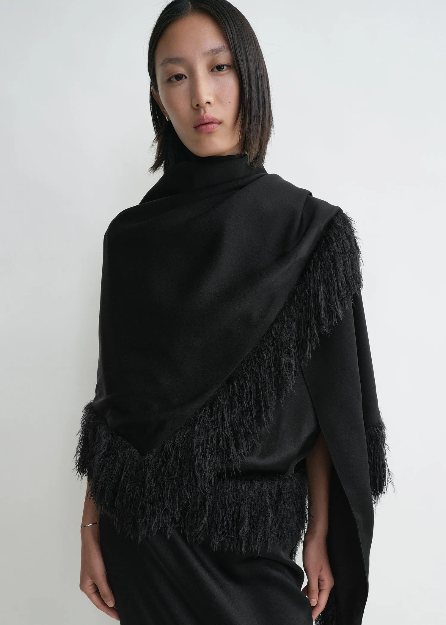 Fringe scarf black