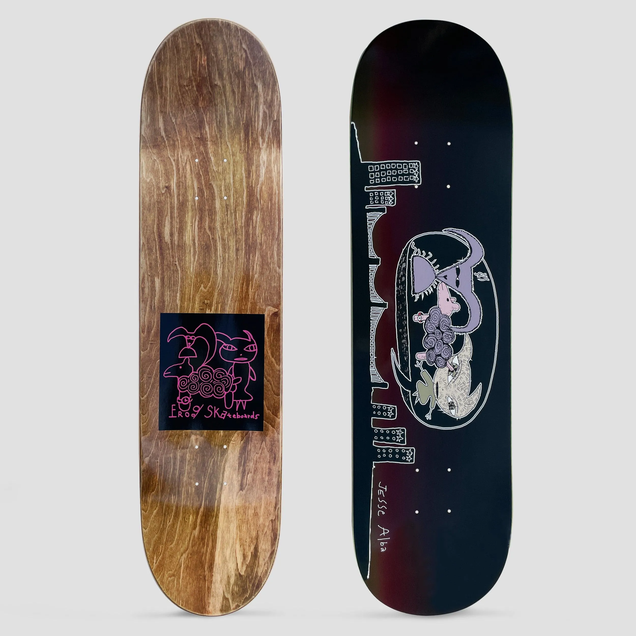 Frog 8.5 Jesse Alba Cream City Skateboard Deck Dark Red