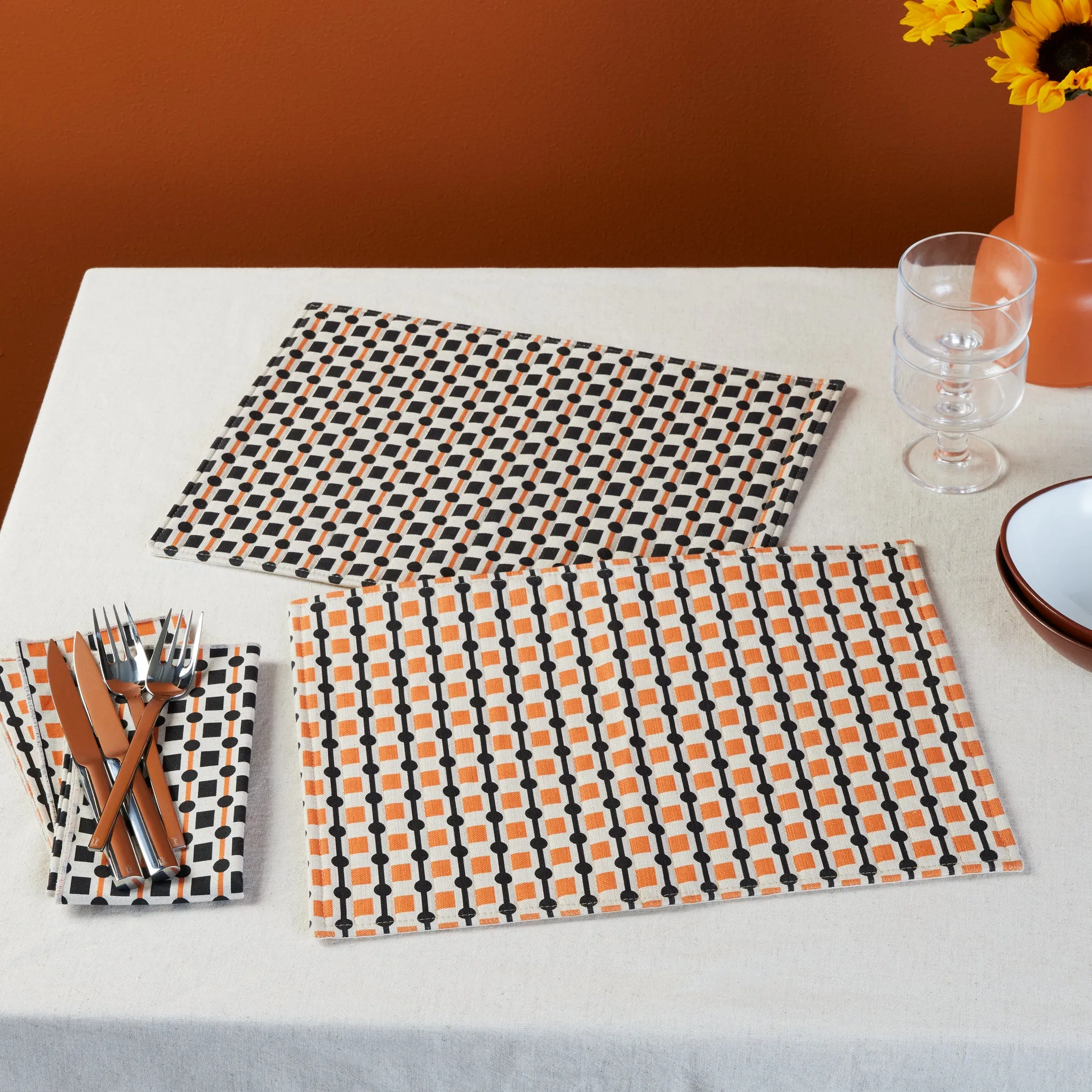 Geometric Cotton & Linen Placemats - Set of 2