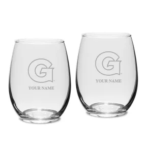 Georgetown Hoyas Personalized 15oz. 2-Piece Stemless Wine Glass Set