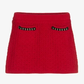 Girls Red Cotton Knit Skirt