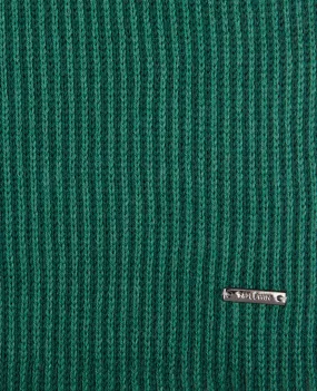 Green Ribbed Wool Scarf