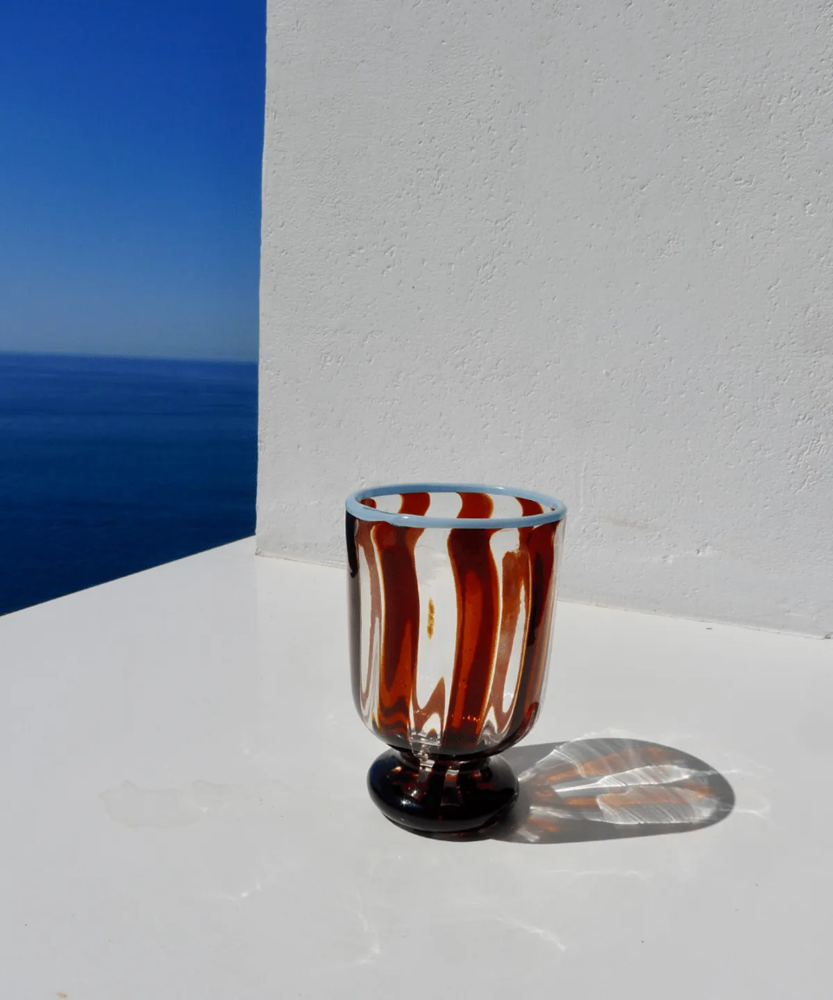 Handblown Murano Wine Glass Goblet - Topaz/Light Blue