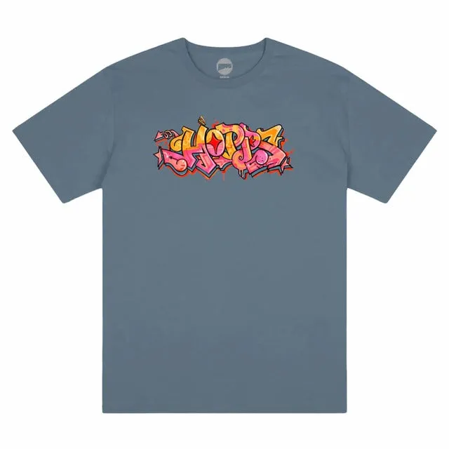 HOPPS SKATEBOARDS CREW GRAFF TEE SLATE