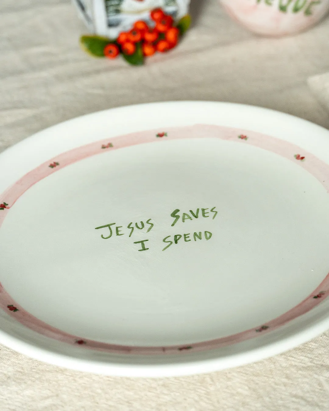 Jesus Saves I Spend plate