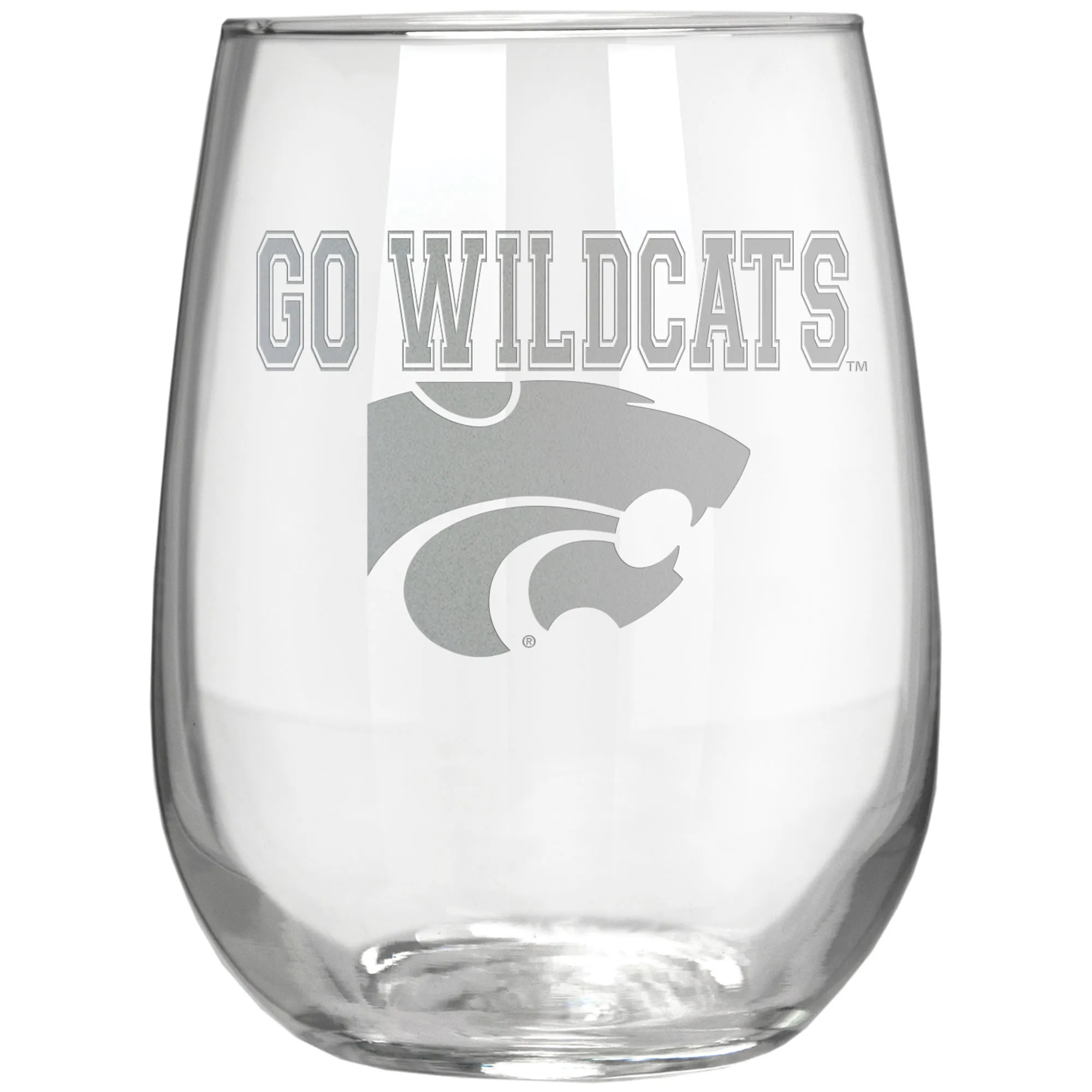 Kansas State Wildcats Etched 17oz. Rally Cry Stemless Wine Glass