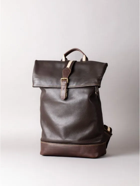 Kelsick Leather Rolltop Backpack in Bitter Chocolate