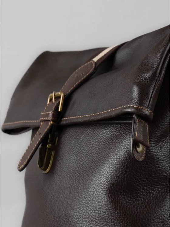 Kelsick Leather Rolltop Backpack in Bitter Chocolate