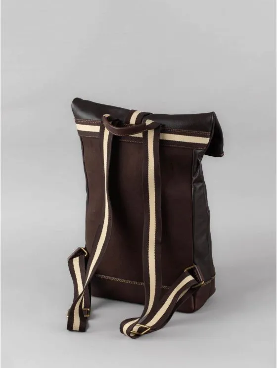 Kelsick Leather Rolltop Backpack in Bitter Chocolate